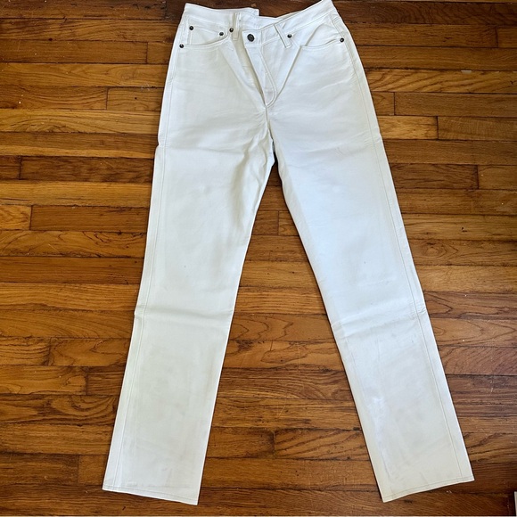 Agolde Recycled Leather Criss Cross Straight white Leather Pants - Picture 6 of 14
